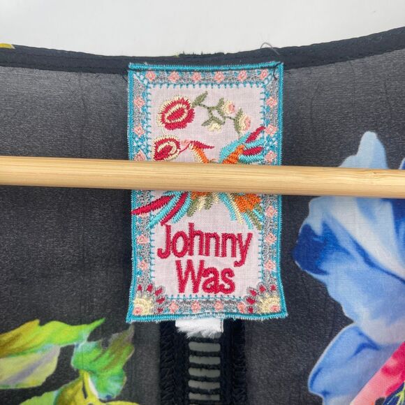 Johnny Was Black Floral Aruba Maeve Button Down Tunic Top Blouse Size 2X - Picture 3 of 8